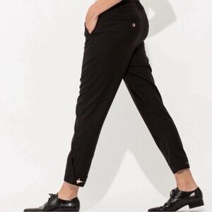 Kit and Ace high-rise Bartlett trousers in Black with rose gold details
